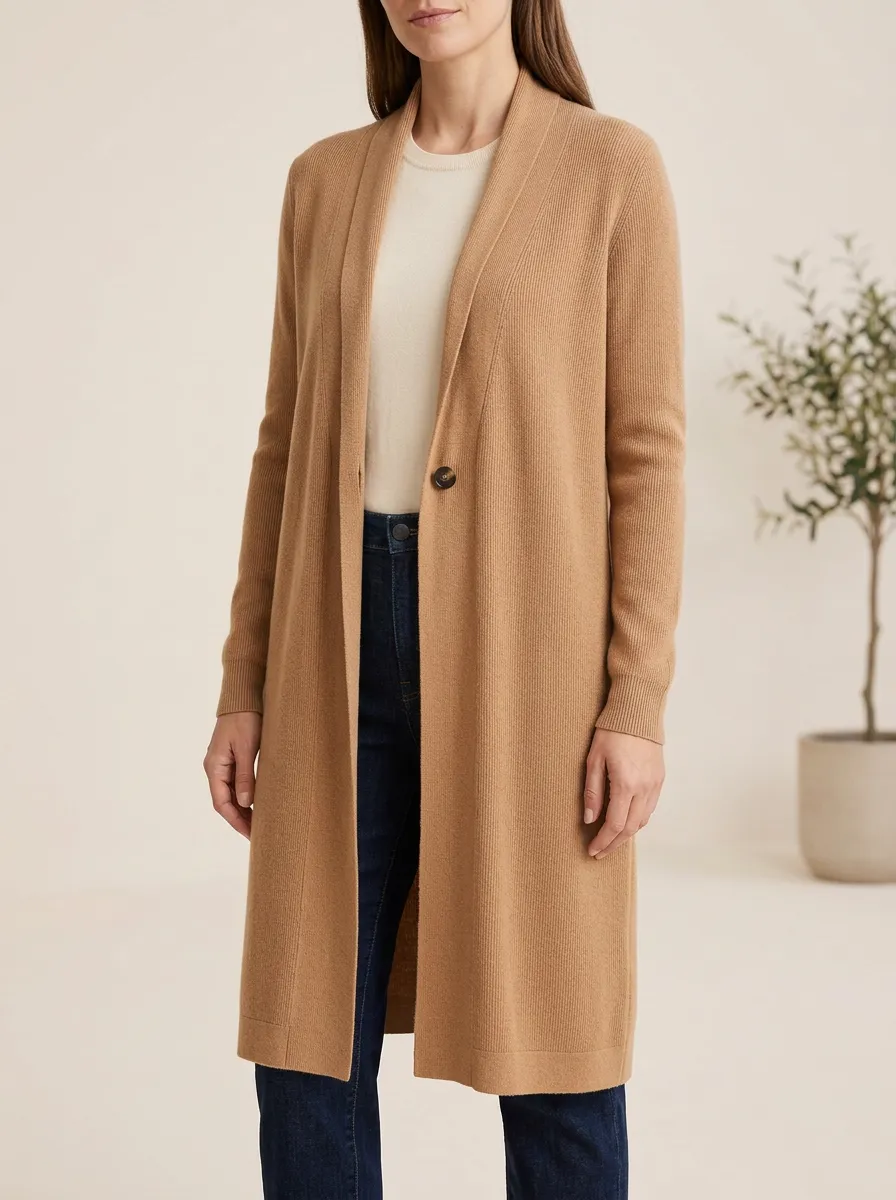 Women's Modern Ribbed Minimal Knit Cardigan
