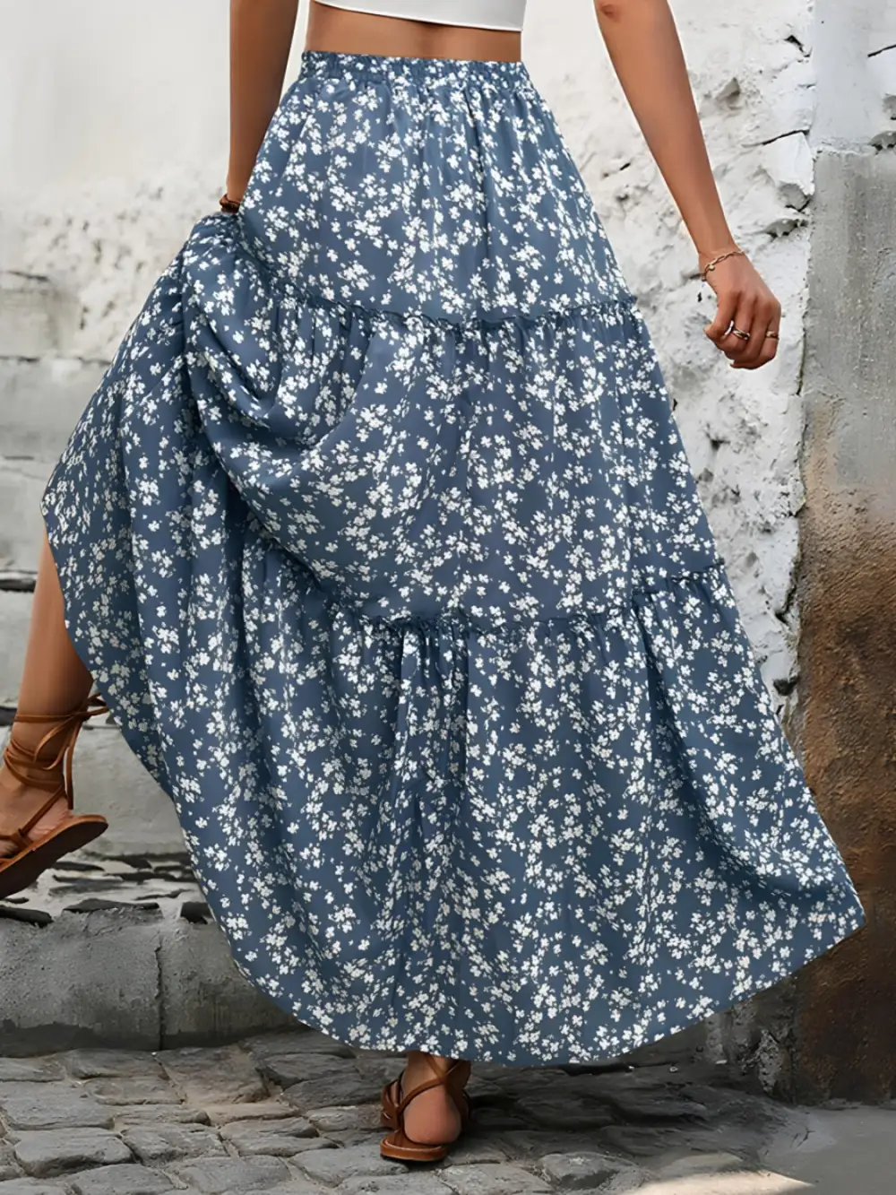 Everyday Tiered Floral Maxi Skirt
