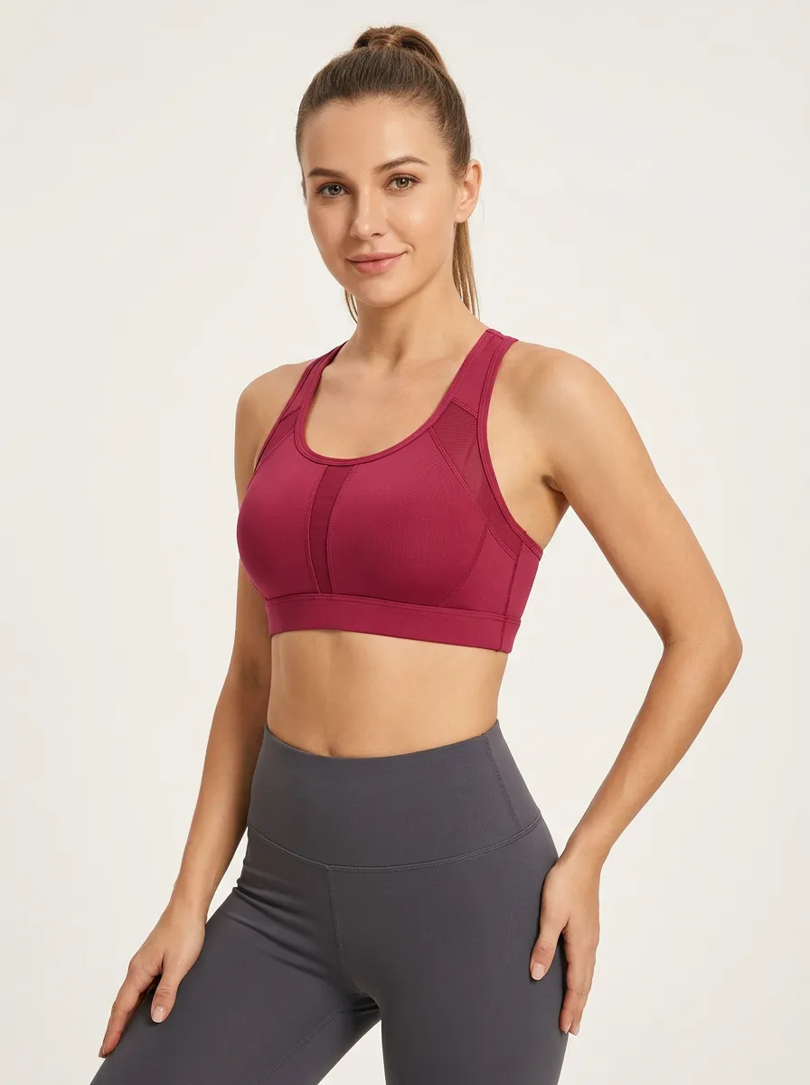 Women's Mesh Panel Workout Fitness Tank Style Bra
