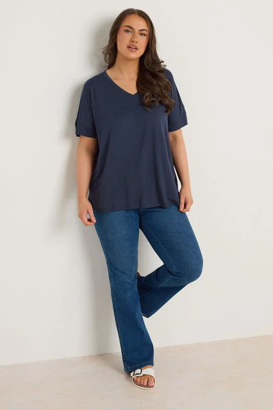 Navy Blue Short Sleeve Modal Rich T-Shirt detail 2