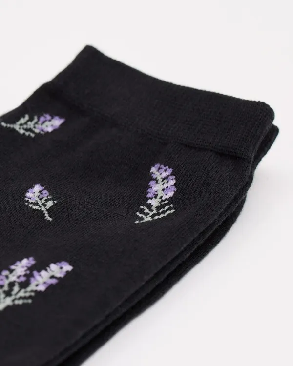 Cotton Socks With Lavender Flowers