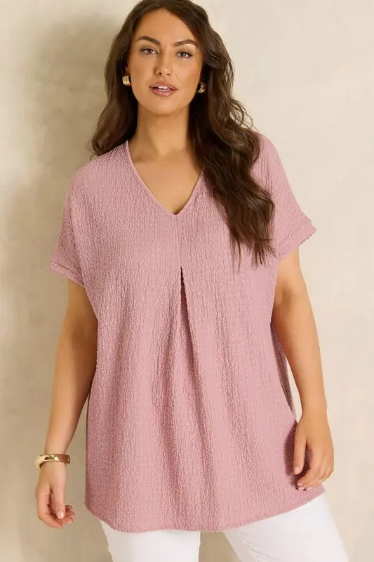 Blush Pink Plisse Pleat Top