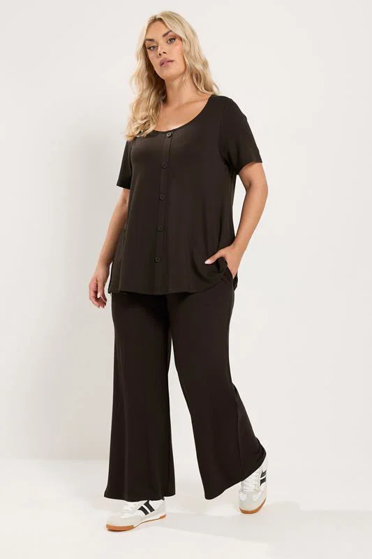Chocolate Brown Button Front Top detail 1