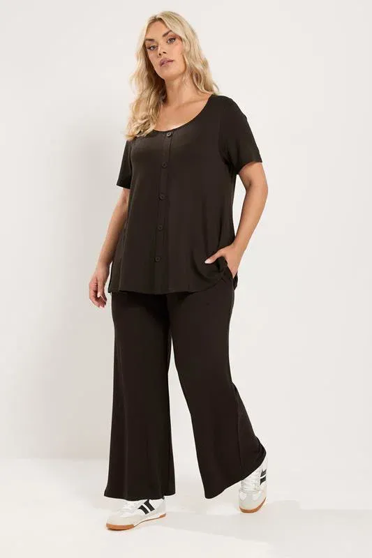 Chocolate Brown Button Front Top
