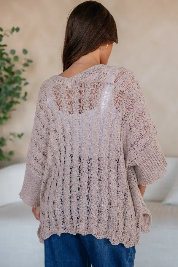 Openwork Drop Shoulder Cardigan