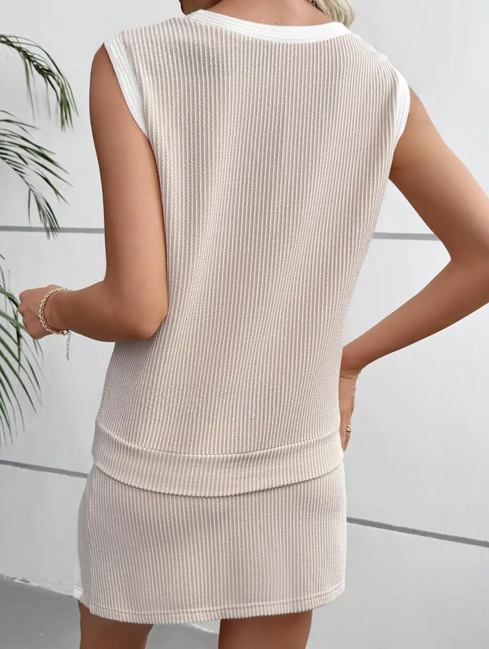 Block Slit Sport Tank Top Set