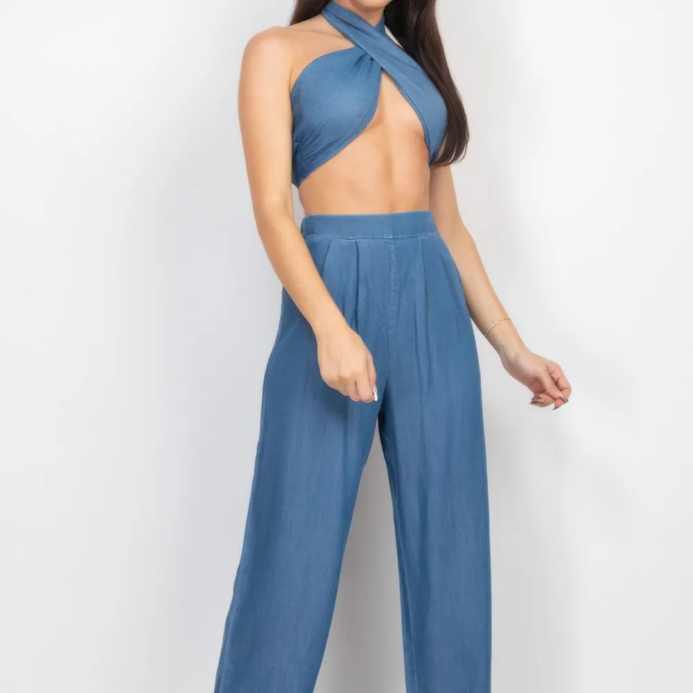 Tube Tied Top & Wide Pants Set