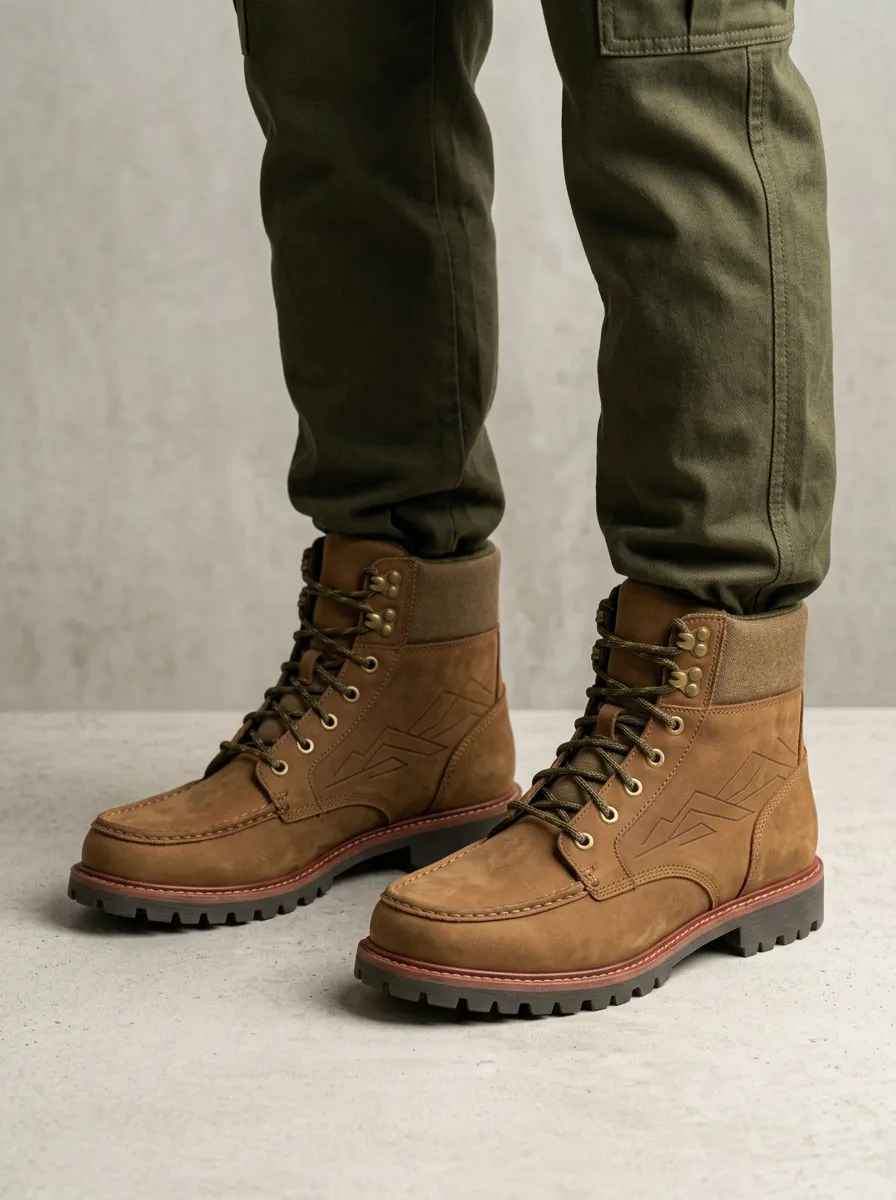 Unisex Outdoor Mountain Lover Embossed Pattern Print Work Boots