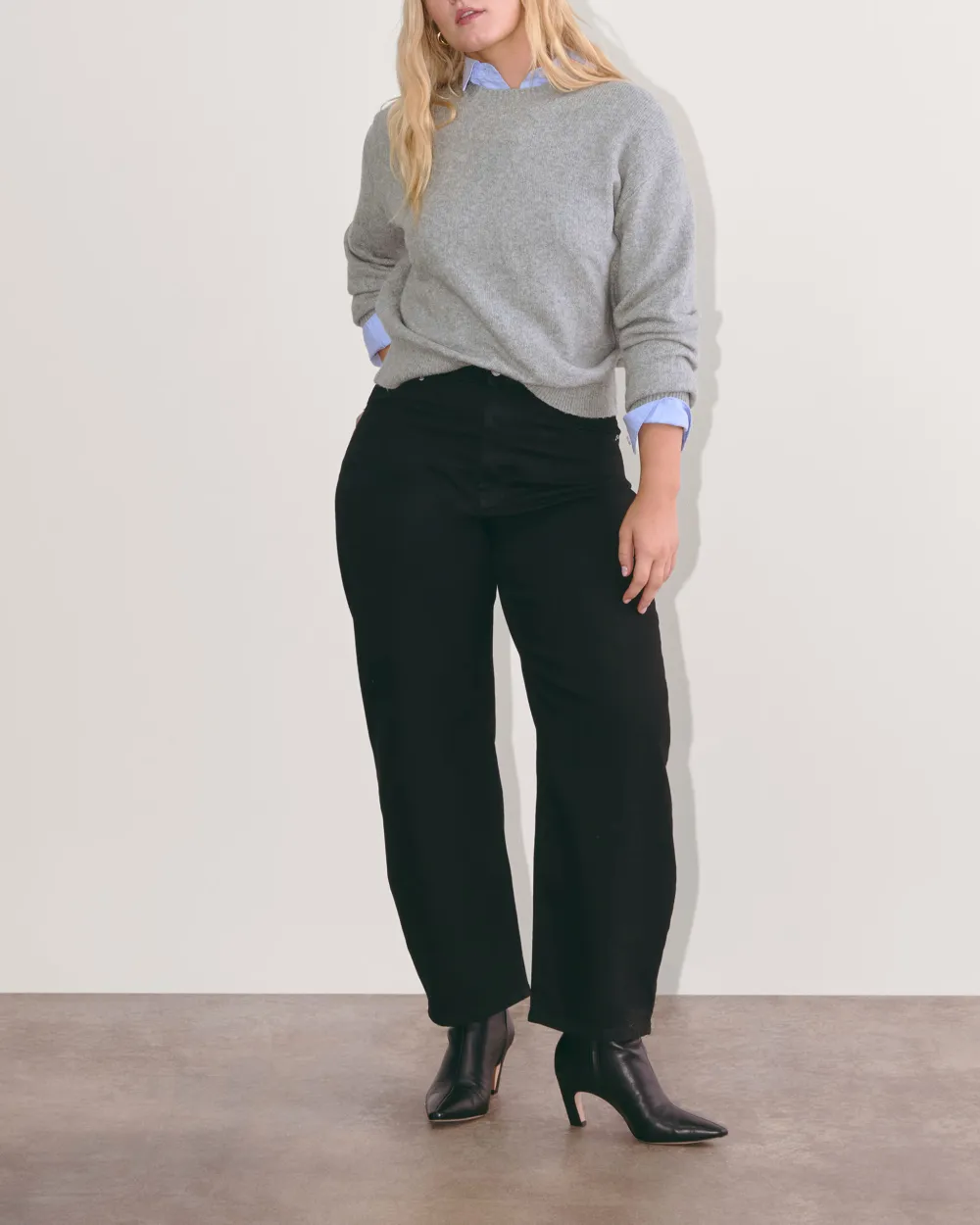 Heathered Grey Comfortable Knitted Sweater