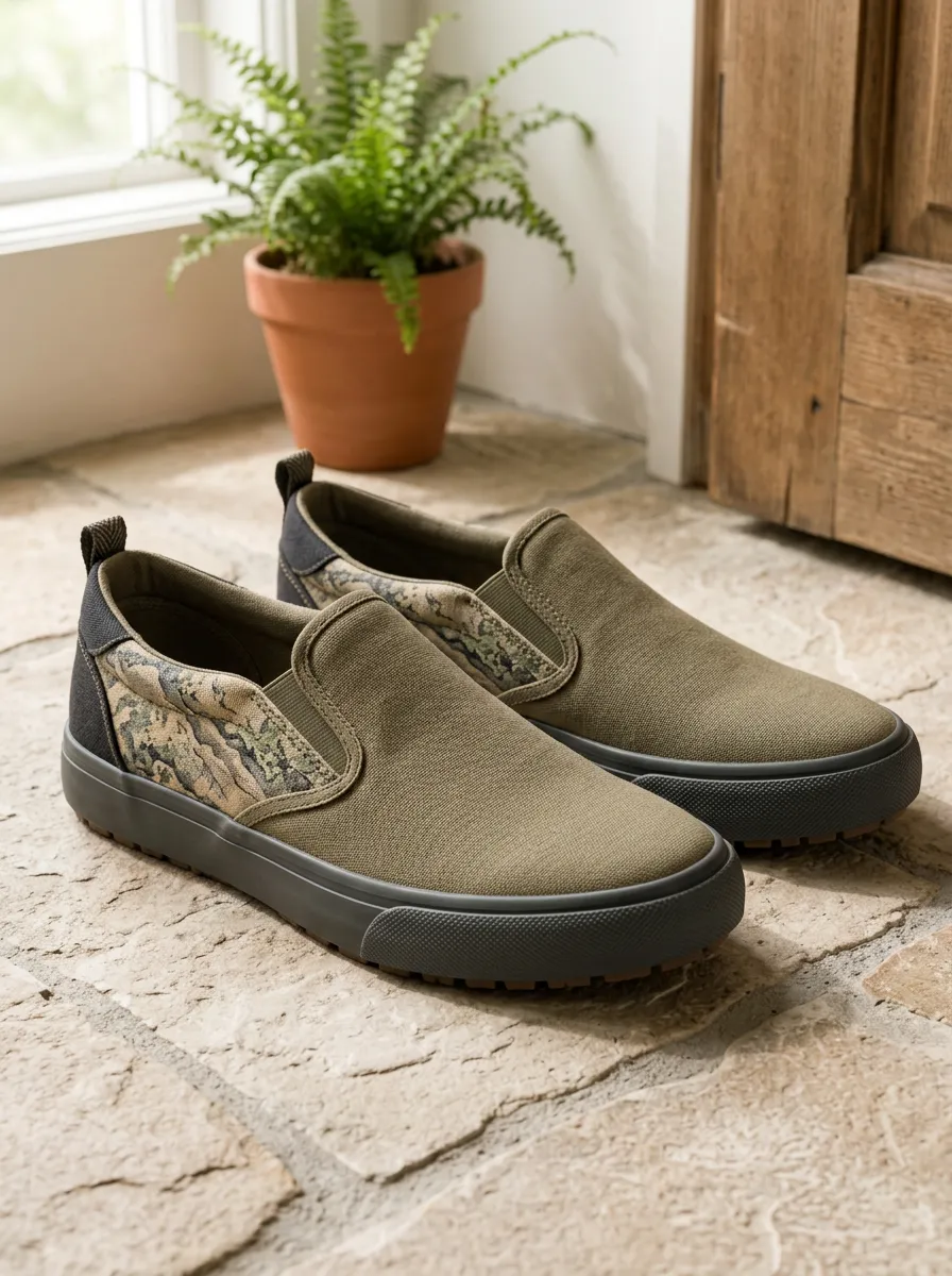 Men's Modern Outdoor Enthusiast Camouflage Patterned Slip-on Canvas Shoes
