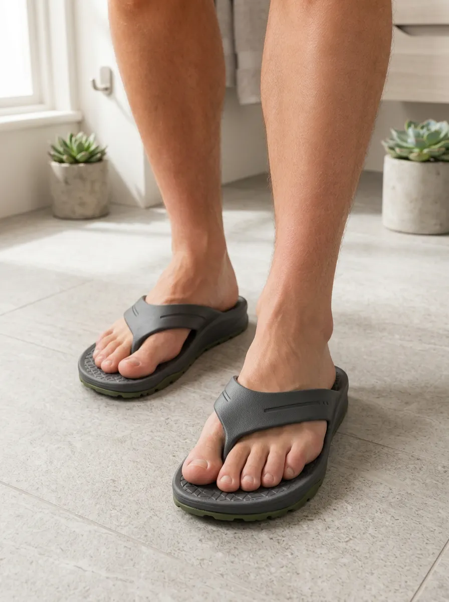 Men's Casual Summer Grey Rubber Printed Flip Flops