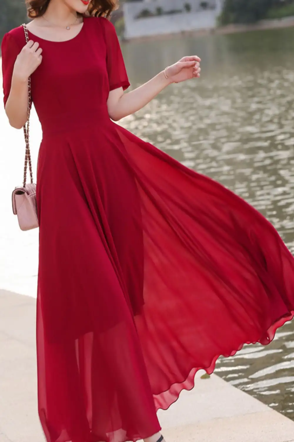 Refined Chiffon Fit And Flare Maxi Dress