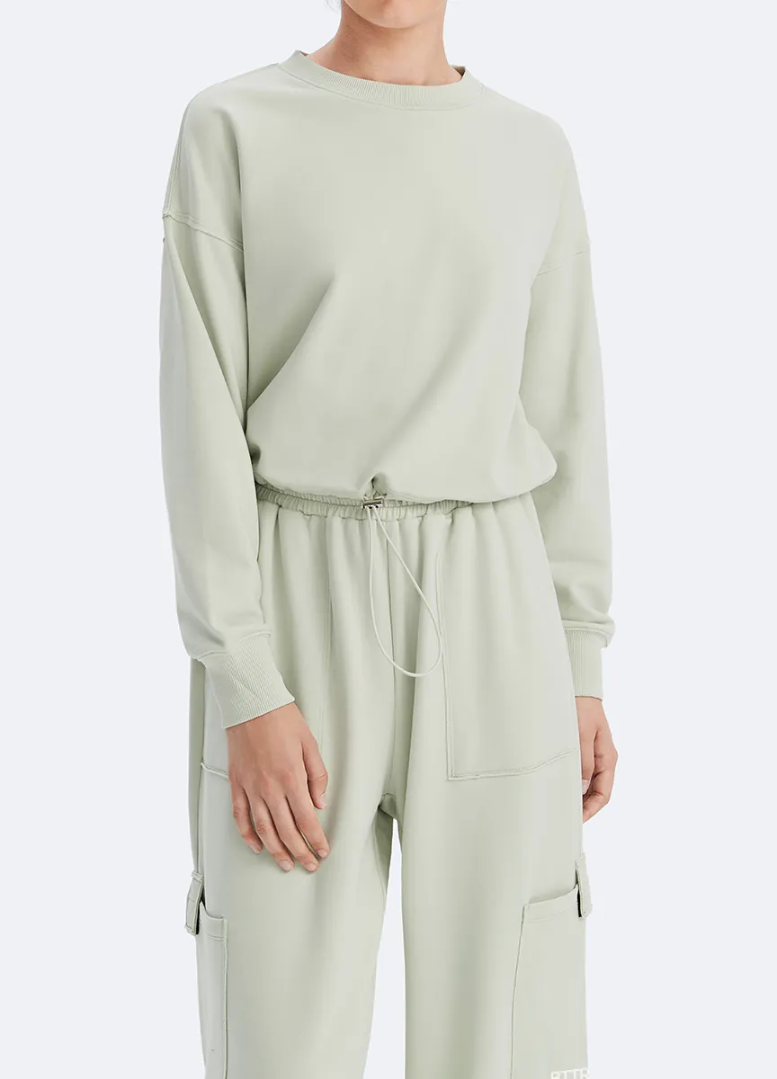 Adjustable Drawcord Cropped Pullover