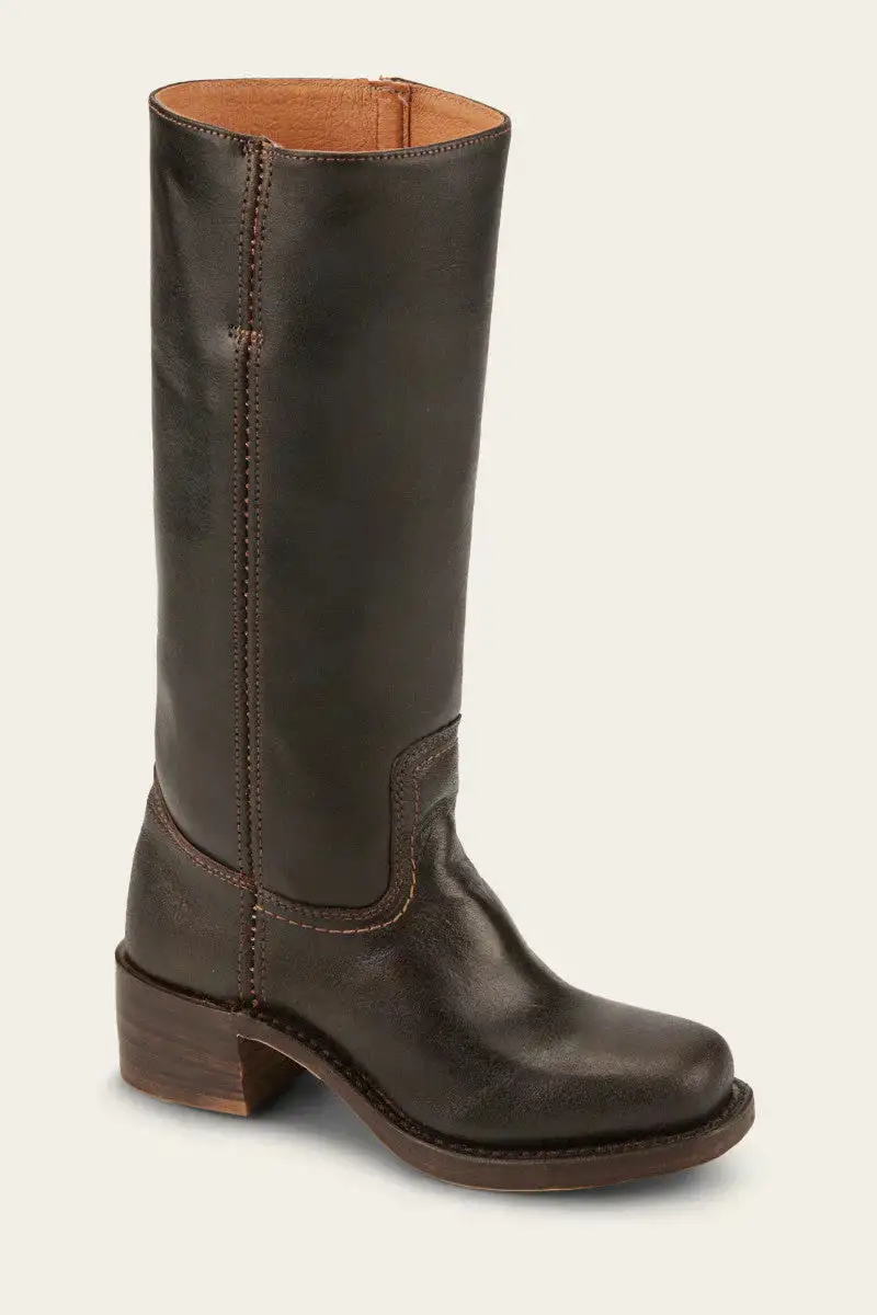Leather Knee Tall Boots Western Cowboy Block Heel Boots