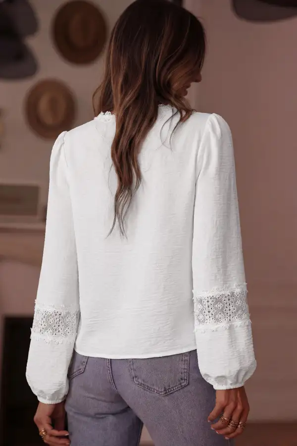 Floral Lace Patchwork Sleeve Blouse