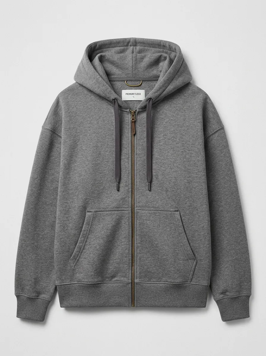 Zip-Up Fleece Minimalist Solid Men's Hoodie