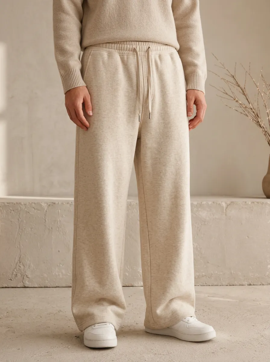 Unisex Drawstring Refined Wide-Leg Track Pants