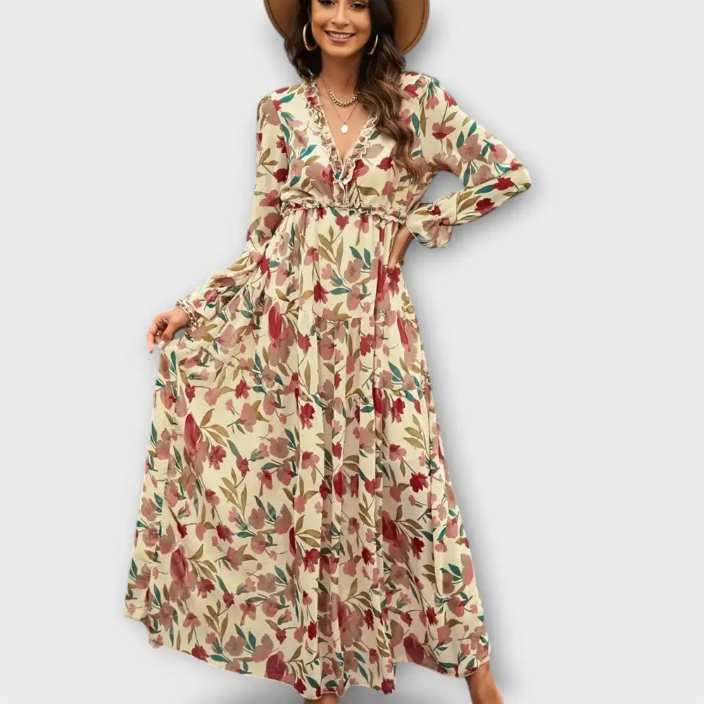 Pleated Flowing Casual Dress