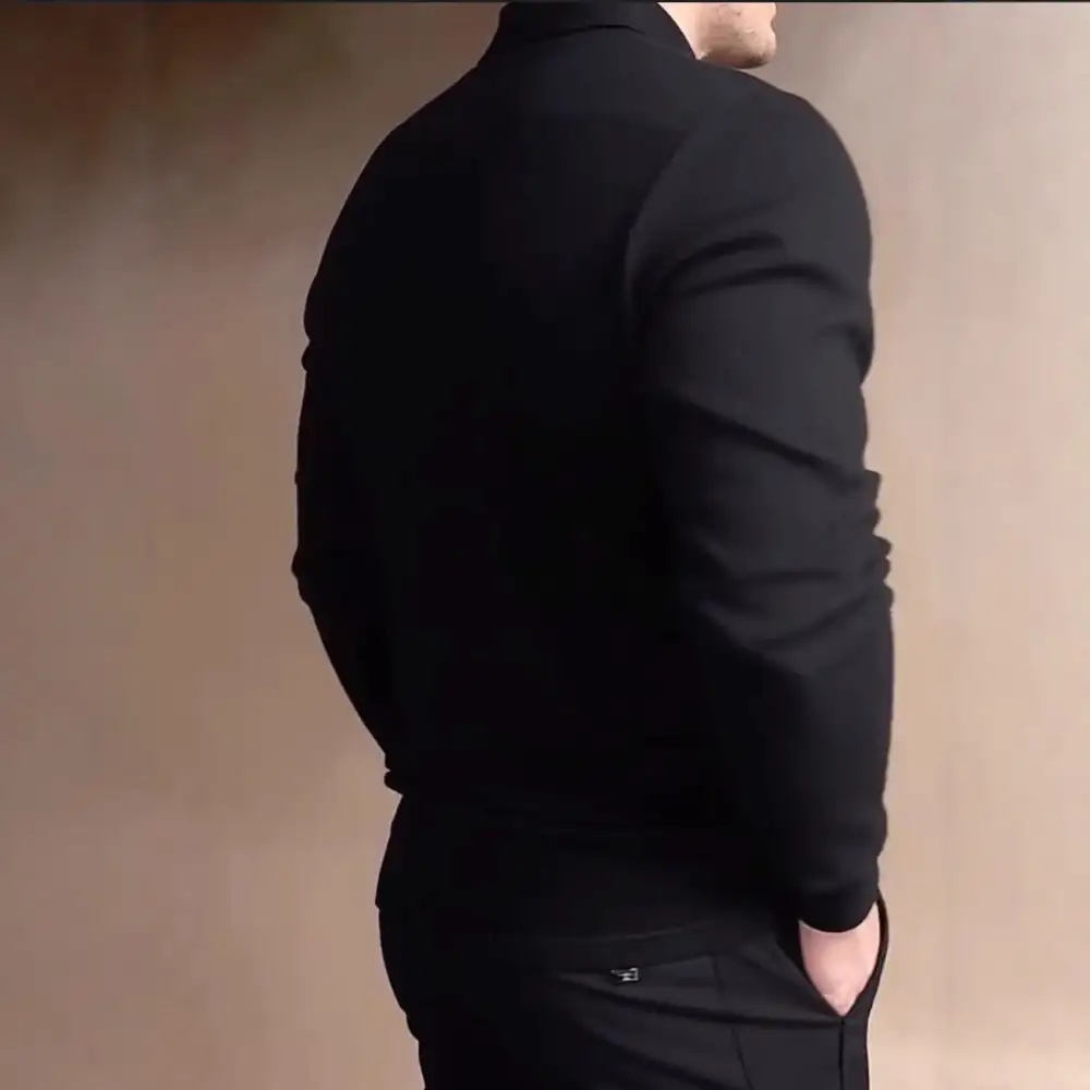 Waffle Texture Tailored Fine Knit Polo Shirt
