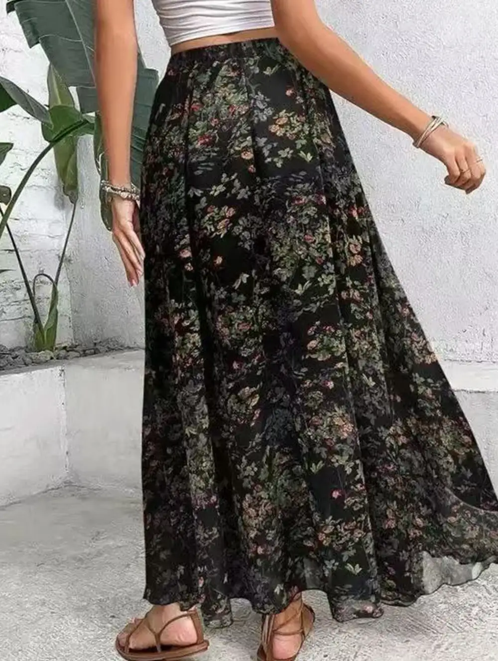 Elegant Printed Midi Skirt
