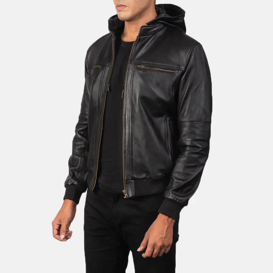 Men's Utility Bomber Leather Jacket