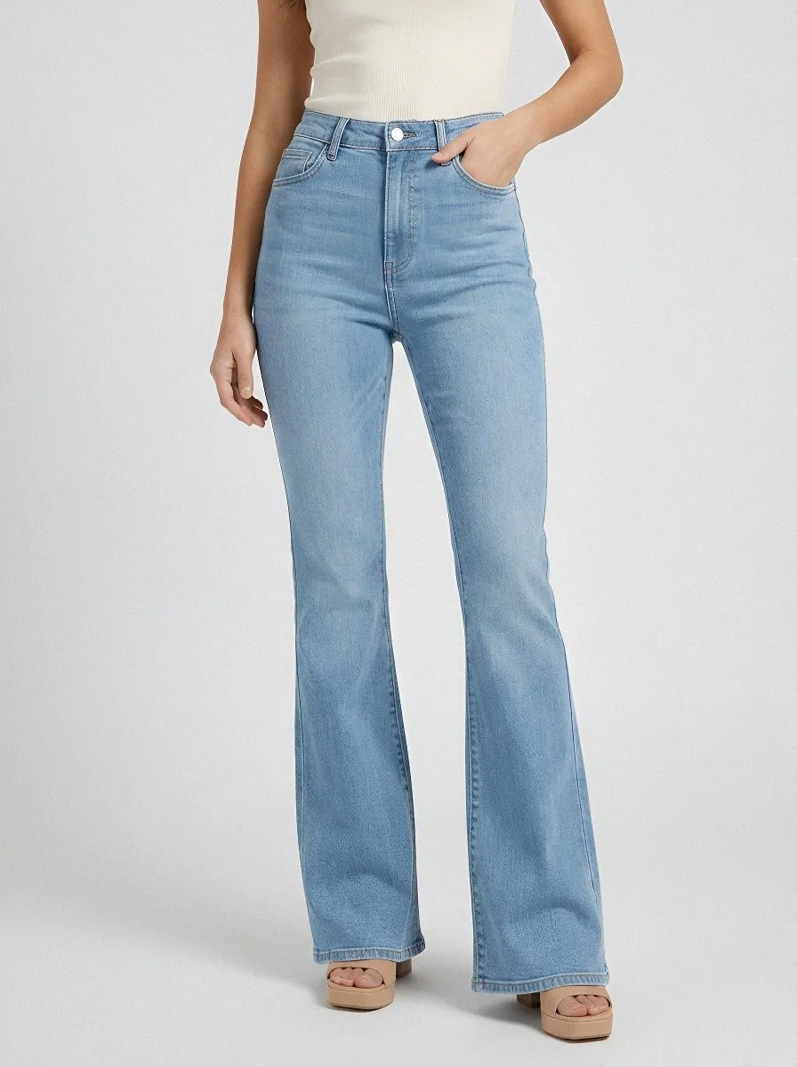 Vintage-Inspired High-Waist Women's High-Waist Stretch Flare Jeans