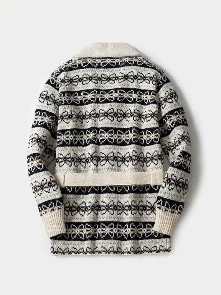 Textured Knit V-Neck Cardigan Sweater
