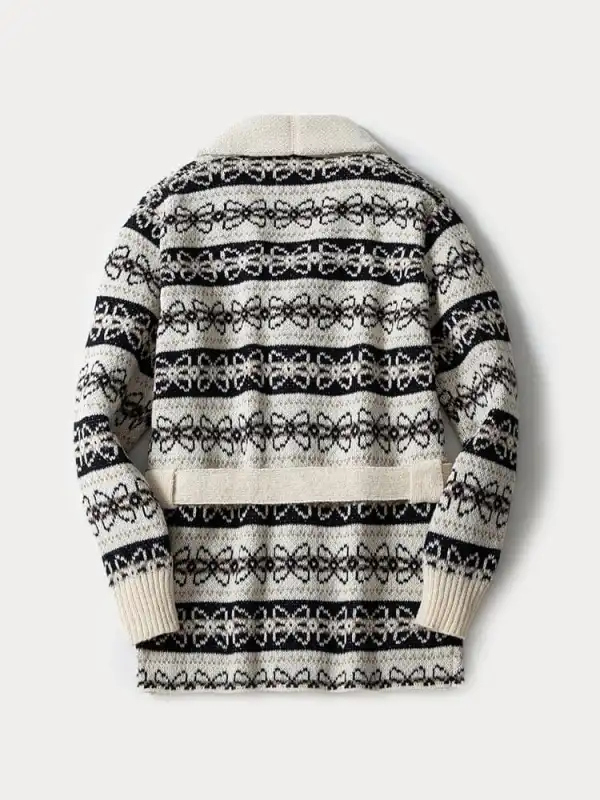 Textured Knit V-Neck Cardigan Sweater