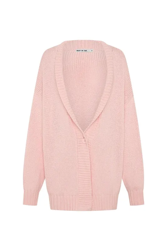 Pink Oversized Knit Cardigan