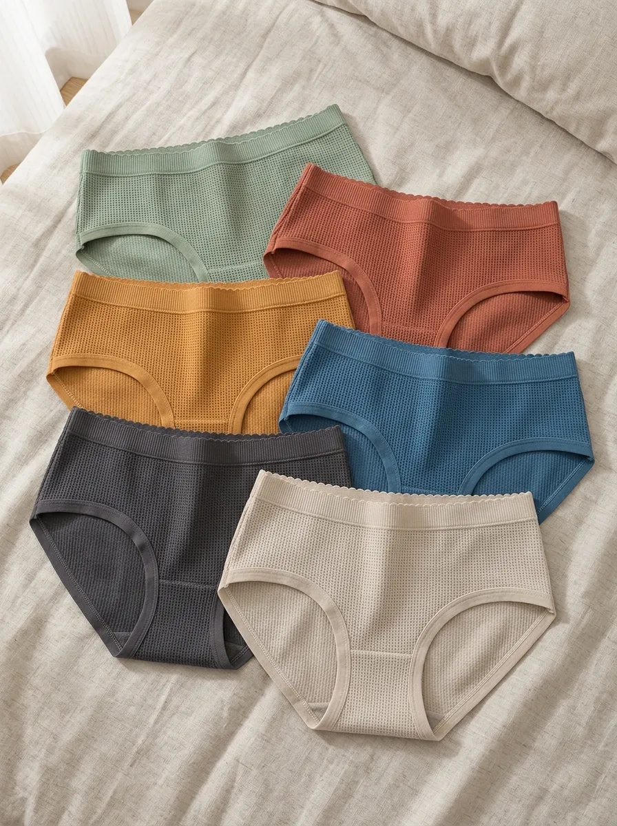 Women's Waffle Knit Seamless Multi-color Panties Set