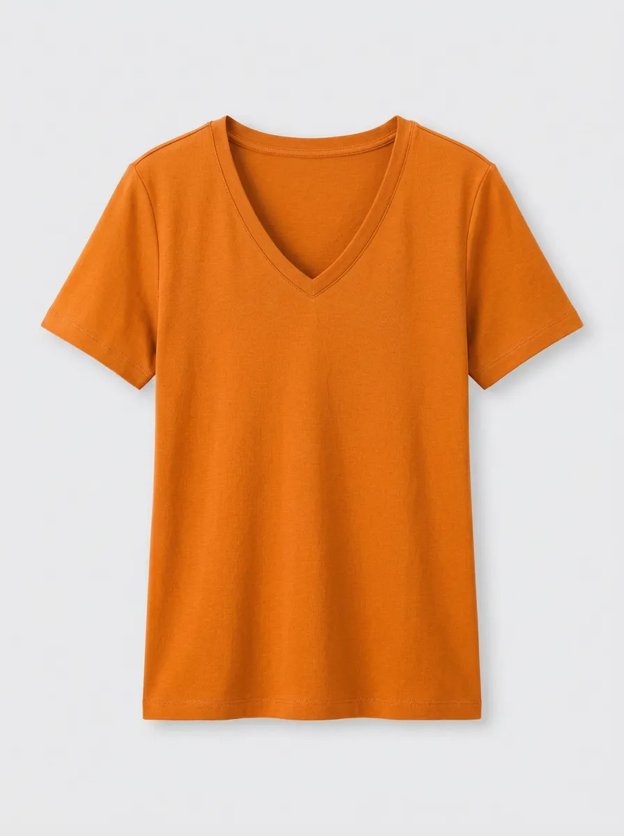 Women's Straight-Hem Regular-Fit V-Neck T-Shirt