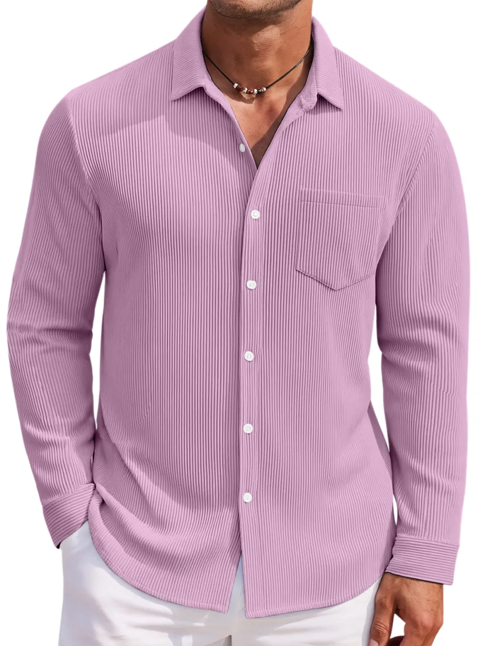 Long Sleeve Open Collar Shirt
