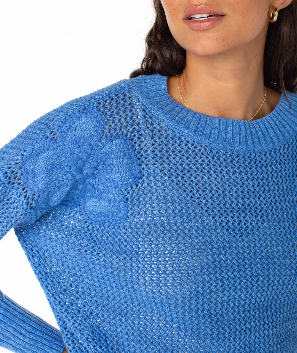 Ladies' Knitted Sweater With Embroidered Floral Patterns