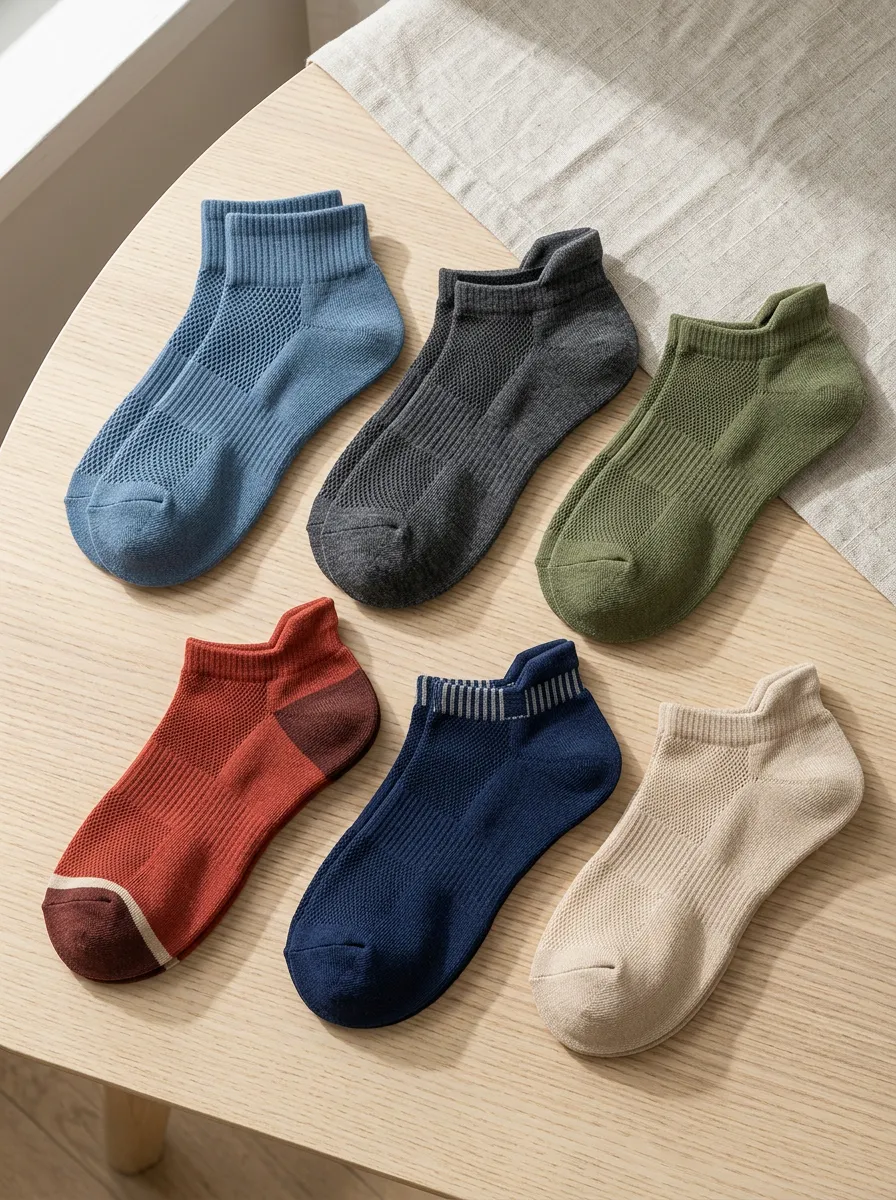 Breathable Men's Six Pack Ankle Socks Set