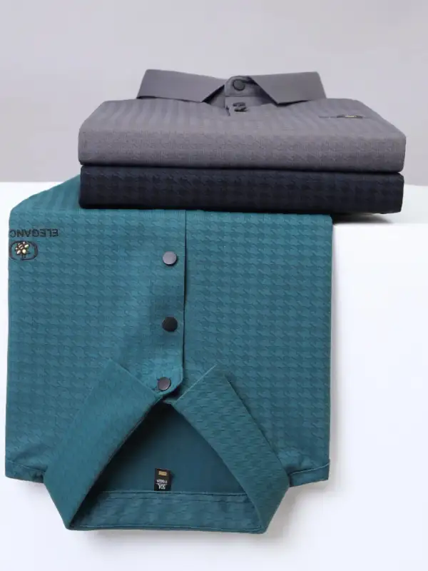 Everyday Textured Short Sleeve Collared Polo Shirt