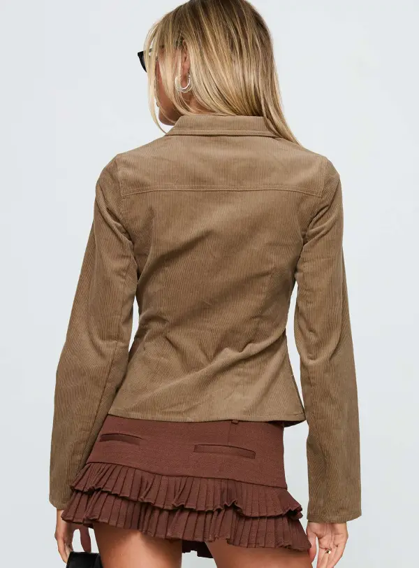 Women’s Corduroy Collared Zip Jacket