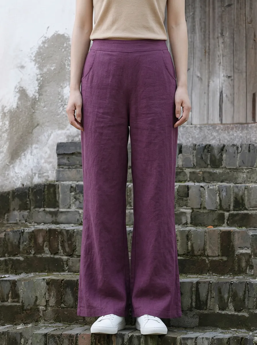 Women's Straight-Cut Wide-Leg Trousers