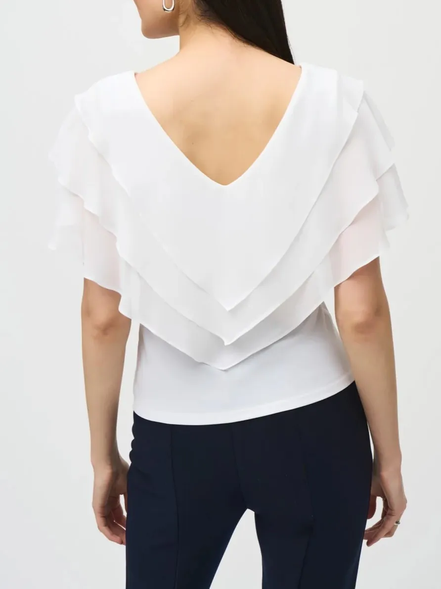 Navy Chiffon - Overlay Silky Knit Top