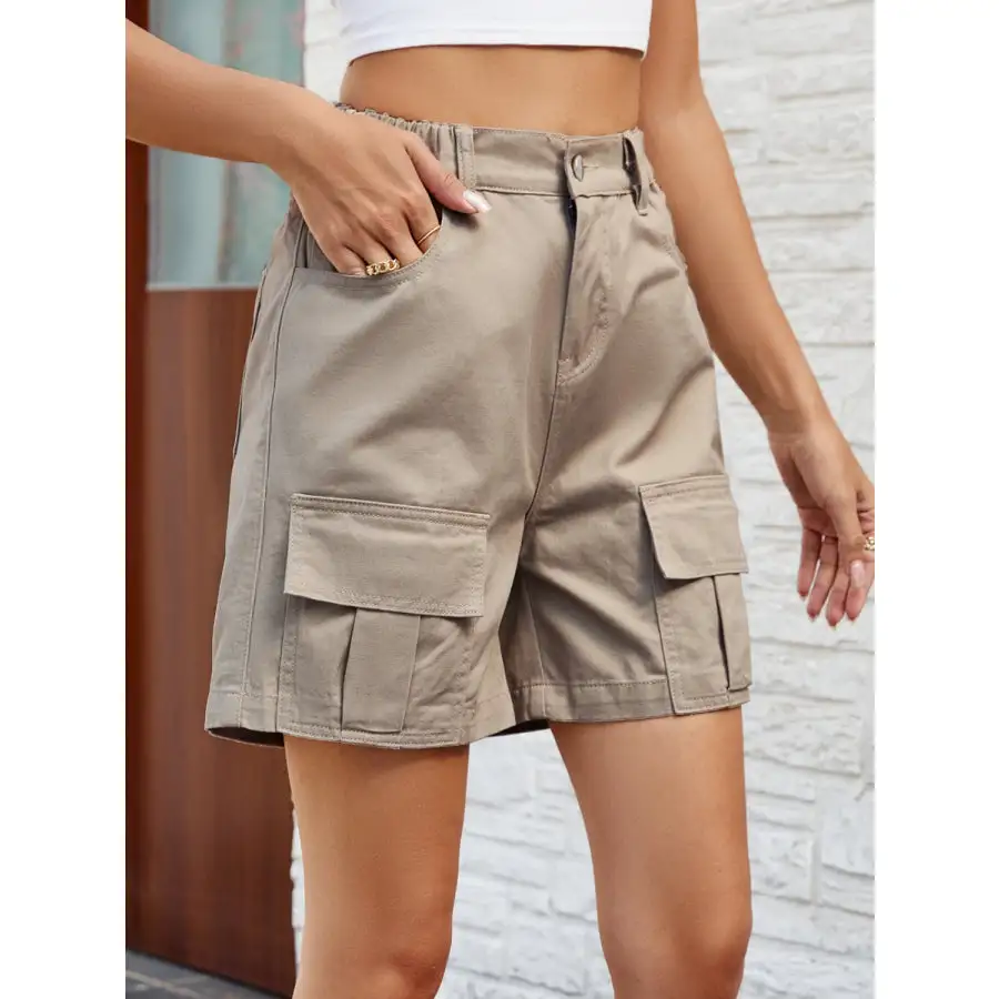 Pocketed High Waist Denim Shorts