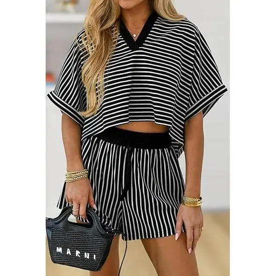 Women's Striped Short Set