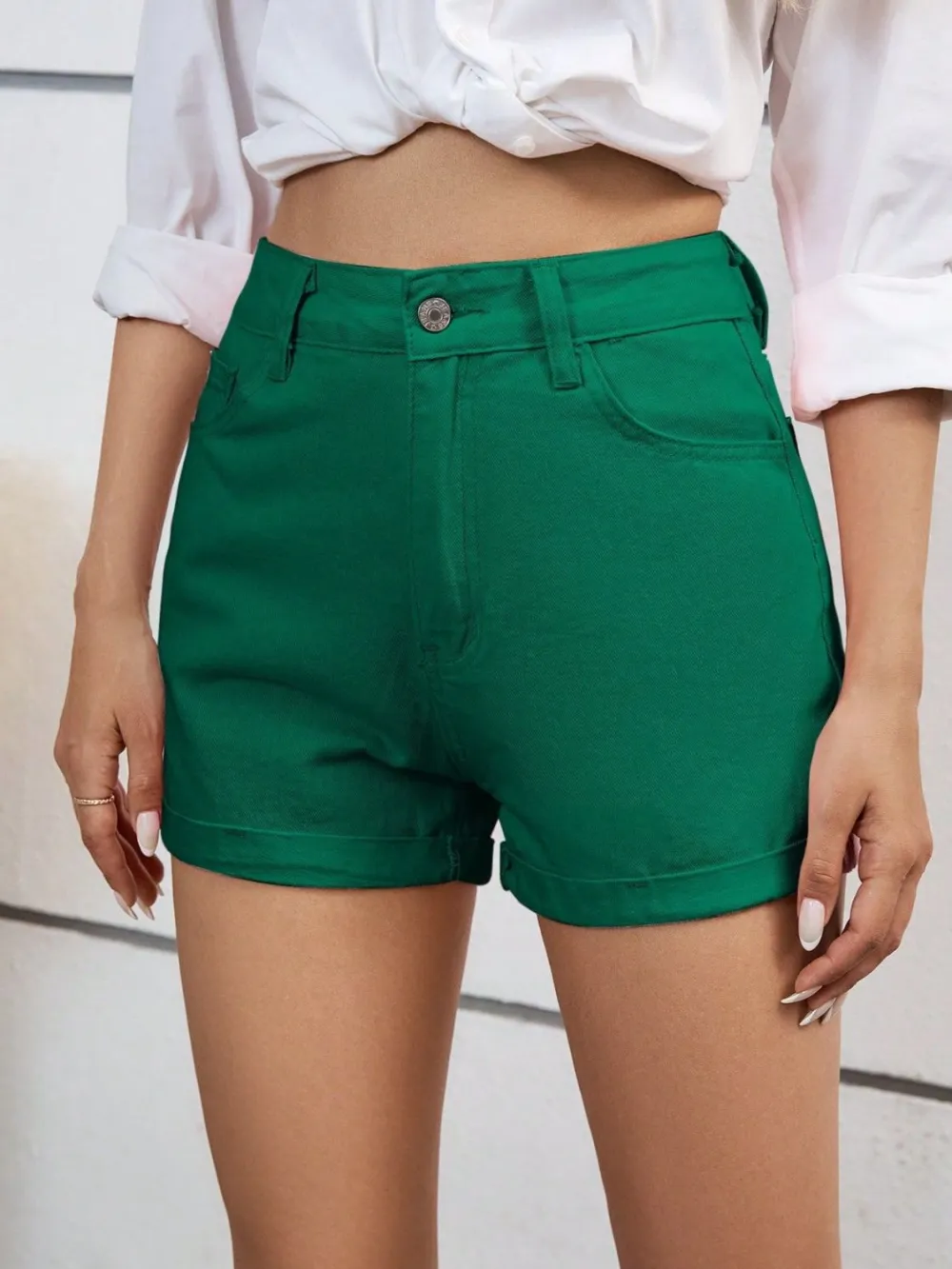 High Waist Shorts Detail Denim Pants