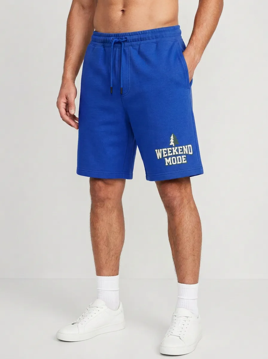 Men's Forest Tree Graphic Drawstring Relaxed-Fit Printed Sweat Shorts