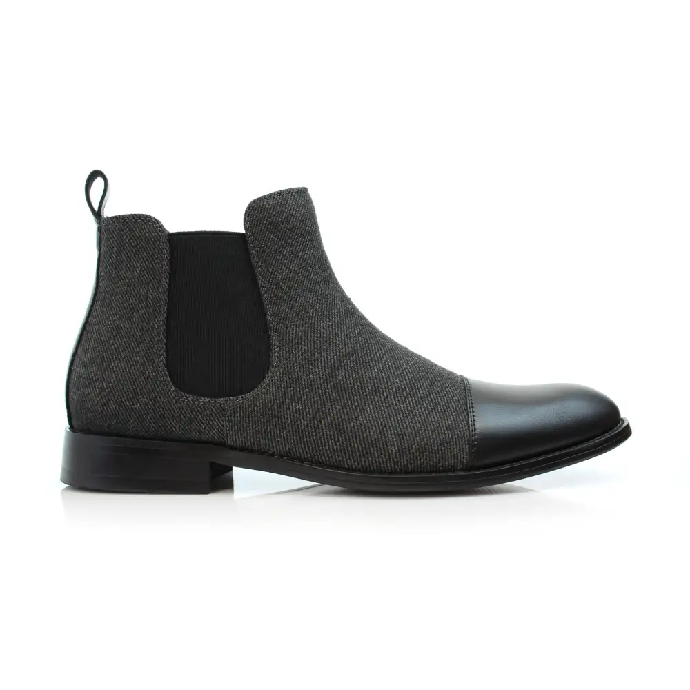 Faux-Leather Two-Tone Slip-On Chelsea Boots