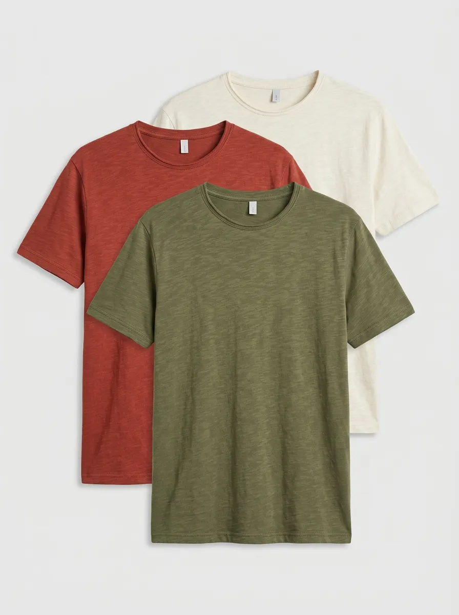 Basic Casual Men's Three-Pack Crew Neck T-Shirts