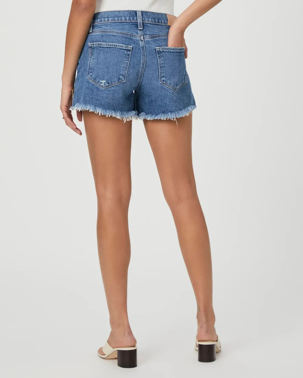 Light Blue Denim Mid Rise Shorts
