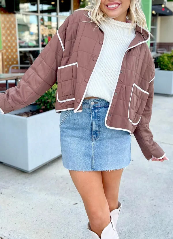 Women's Quilted Metal Button Pocket Jacket