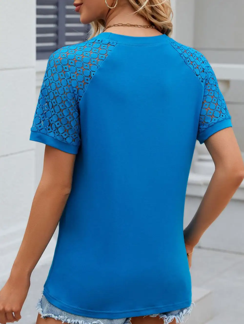 Lace Patch Crew Neck Tee
