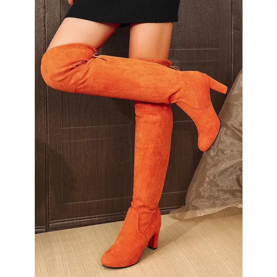 Suede Over the Knee High Heel Boots