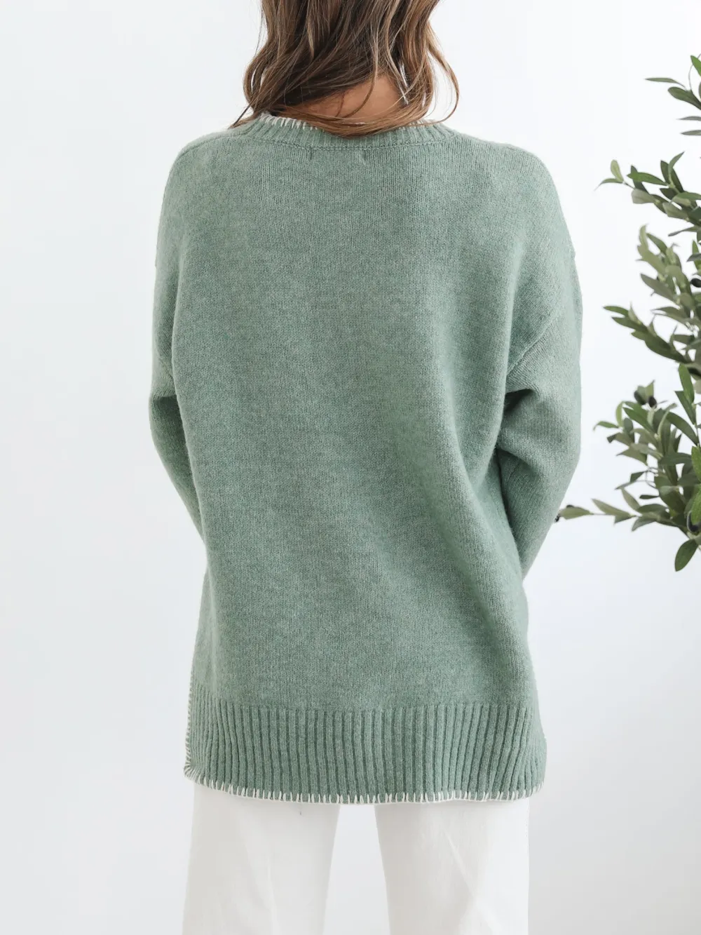 Casual Style Crew Neck Knit