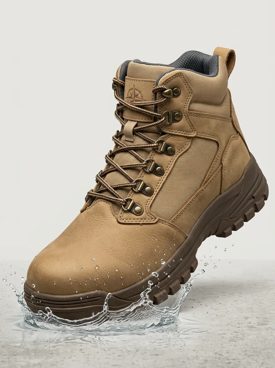 Men's Outdoor Adventure Compass Printed Waterproof Work Boots